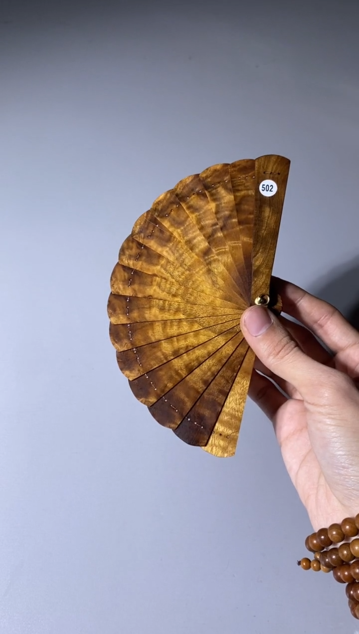 【闪购商品】金丝楠木雕502号10cm金丝楠迷你扇