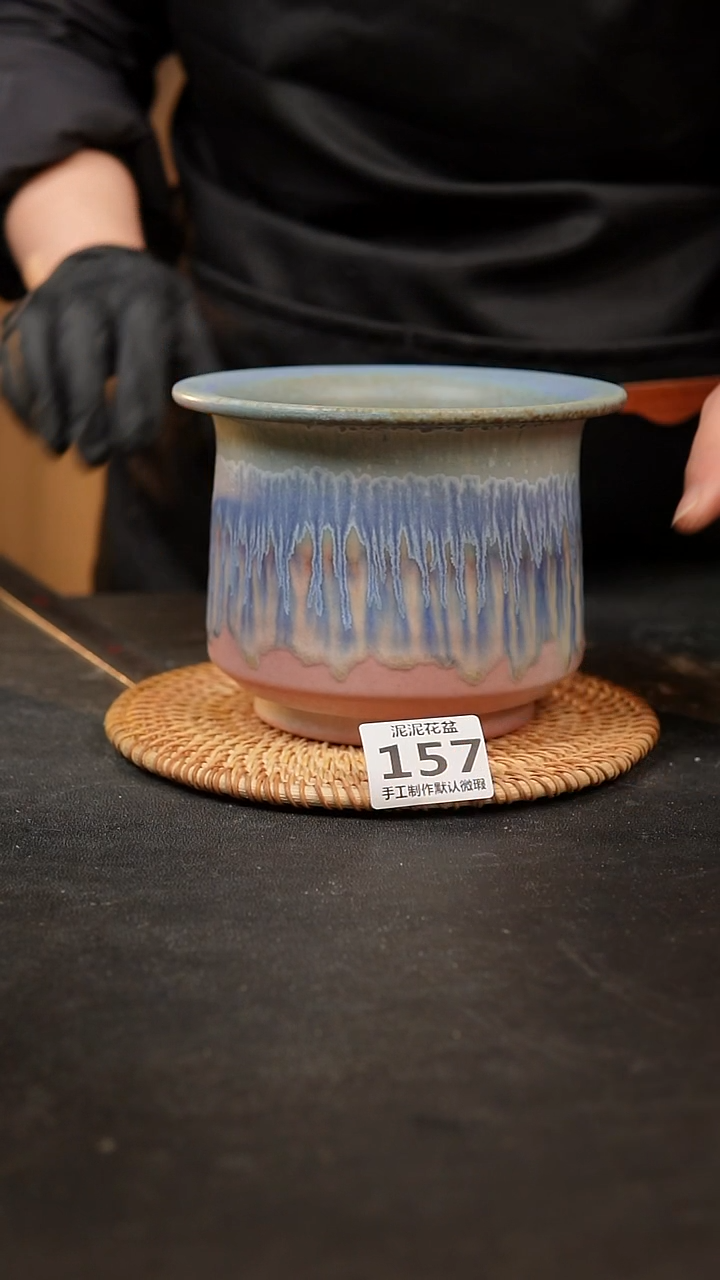 【闪购商品】瓷片157泥泥手工花盆口12高12