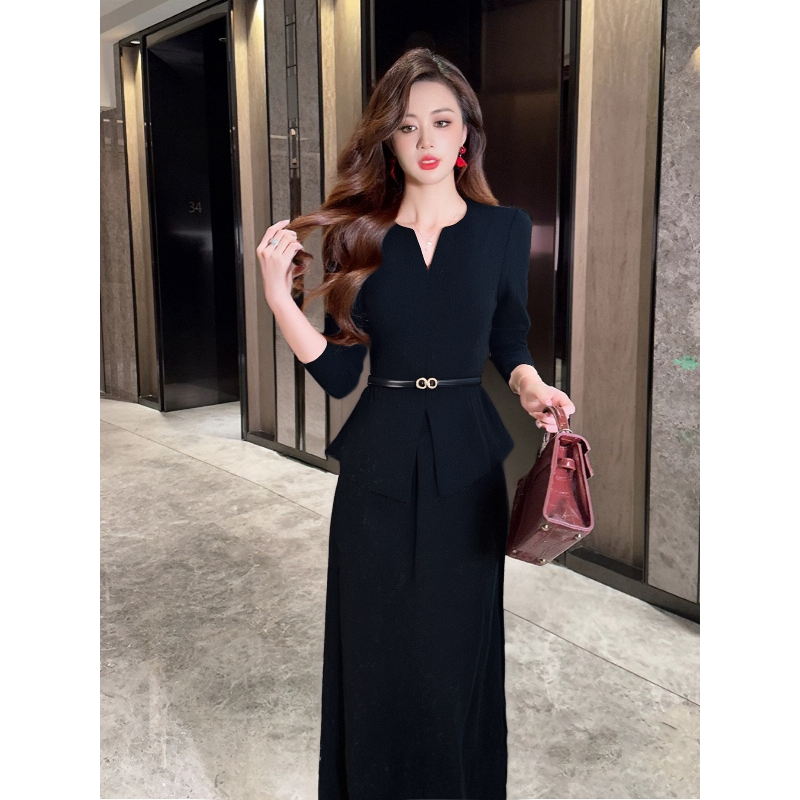 【两件套】2025春季黑色长袖搭配轻奢高级感两件套D0299