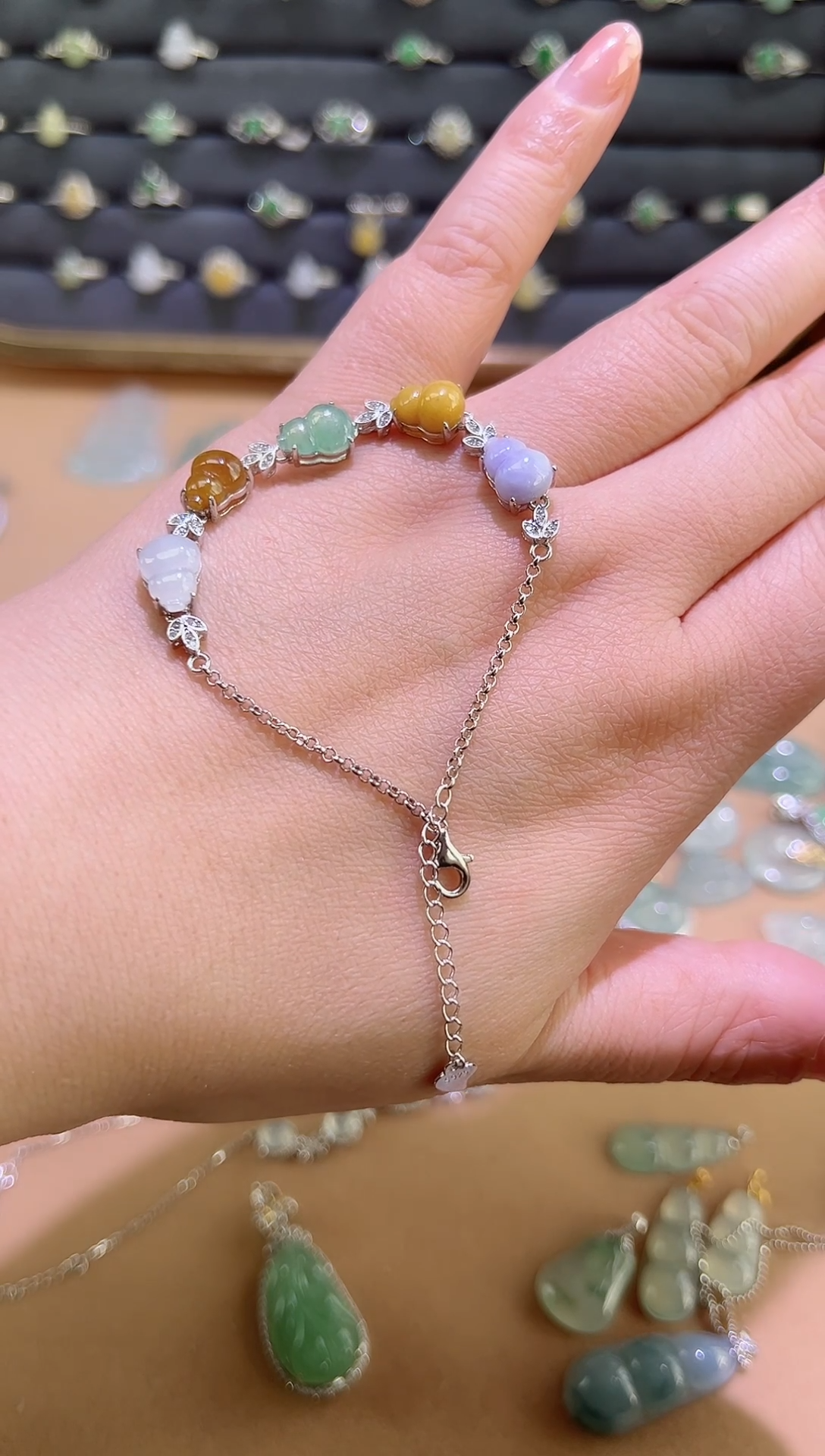 【闪购商品】翡翠颈饰银S925镶嵌葫芦手链