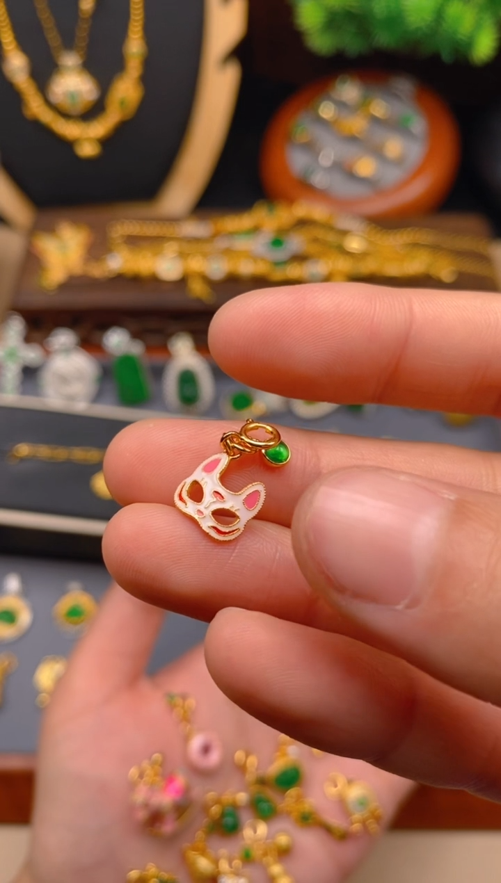 翡翠银S925镶嵌吊坠(不含链)狐狸面具