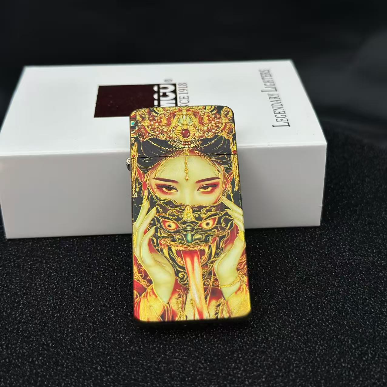 IMCO 扎基拉姆 黄铜鎏金珐琅彩 4900 超薄卡片机 打火机高温窑烧