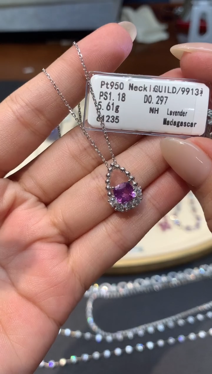 铂Pt850镶嵌吊坠定制蓝宝石W102|16800