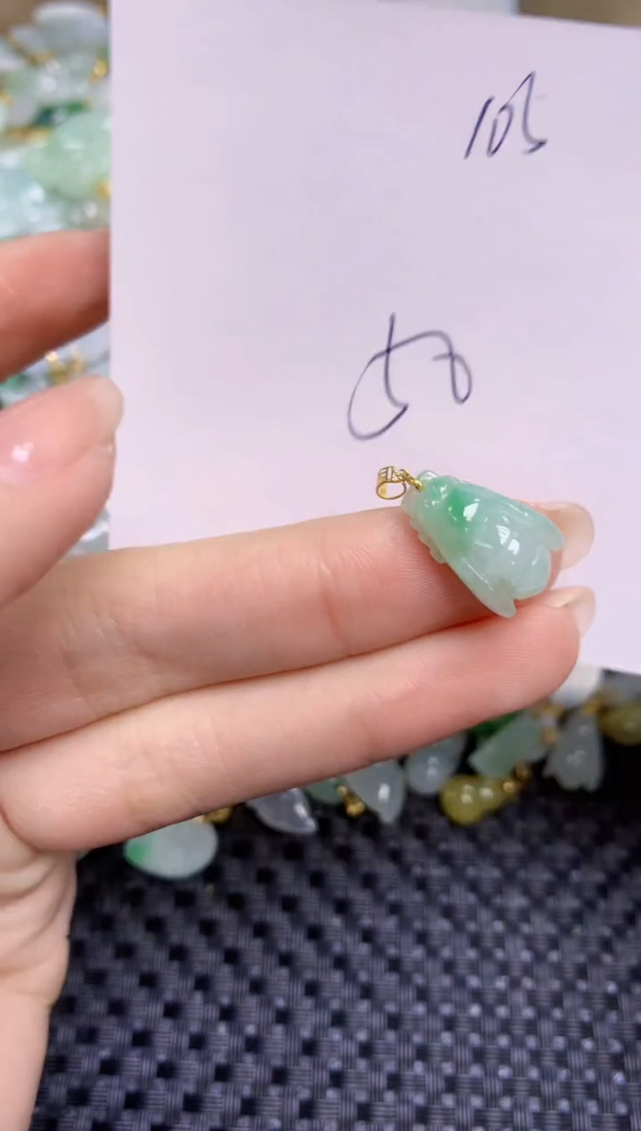 【闪购商品】翡翠颈饰18K金镶嵌天然缅甸A货翡翠