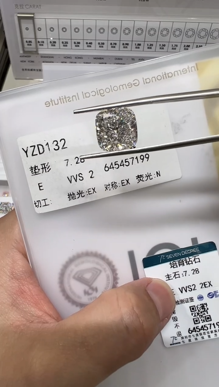 【闪购商品】实验室培育钻石裸石未镶嵌@7.28 ct先鉴赏，再定制！