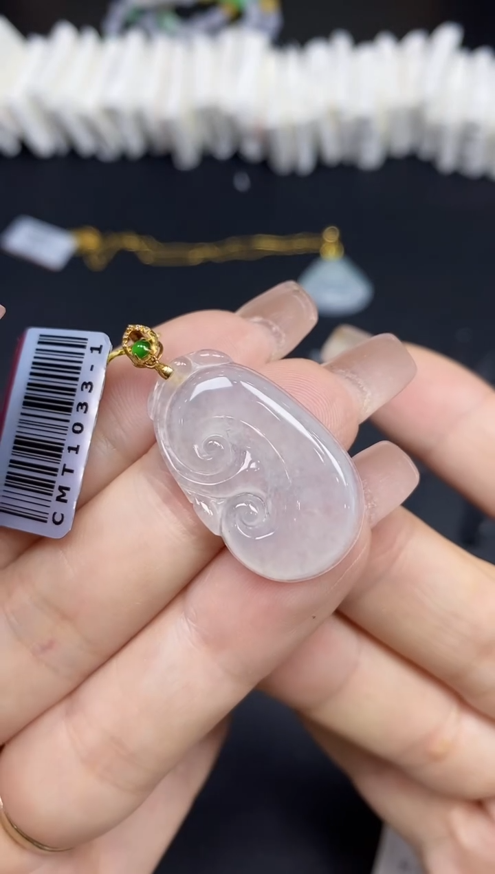 吊坠(不含链)18K金镶嵌翡翠荣誉18K金扣镶嵌@@CMT1033-1