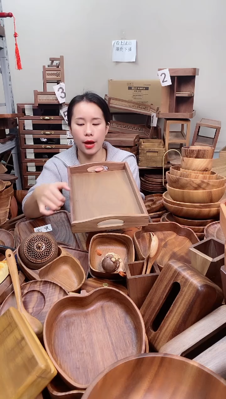 木 北美黑胡桃木双耳托盘34*23*5cm 