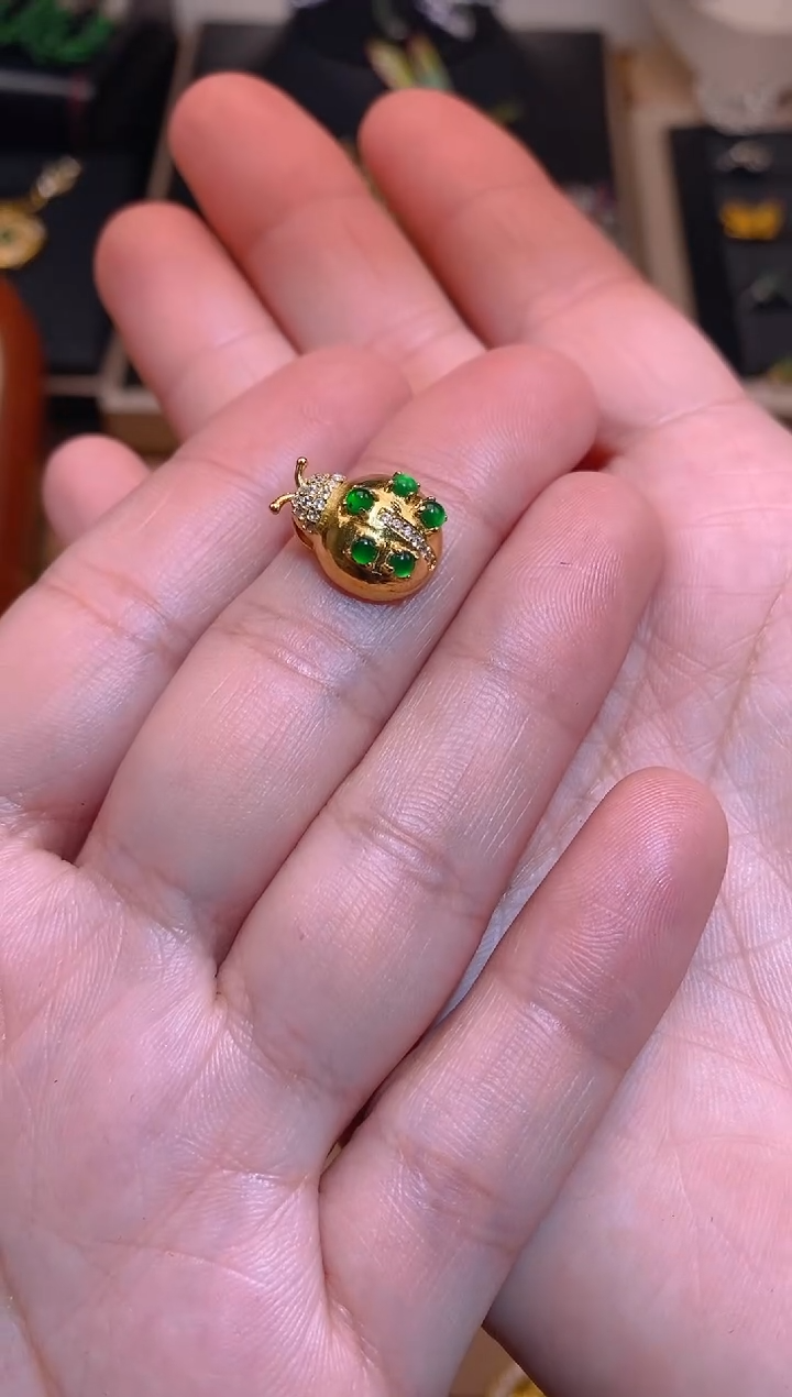 【闪购商品】翡翠吊坠(不含链)银S925镶嵌瓢虫