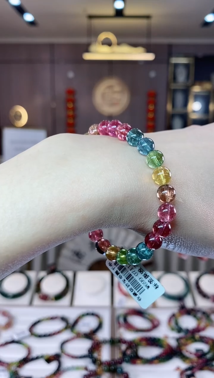 【闪购商品】碧玺收藏级单圈手串7mm+未镶嵌一物一证dan