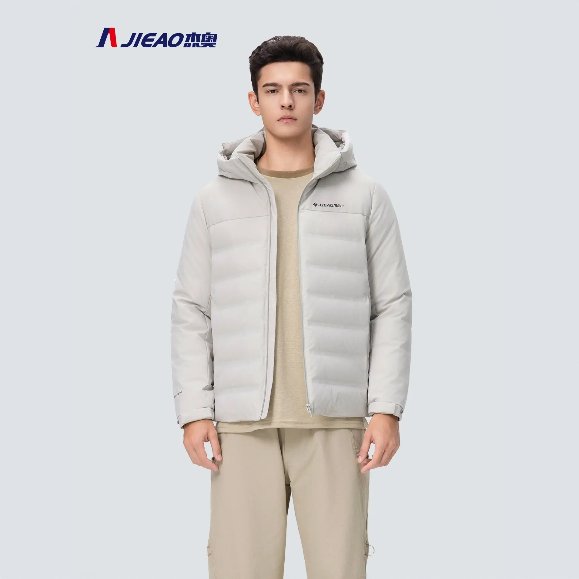 杰奥2025新款男脱卸帽商务休闲外套时尚保暖无龄化短款经典羽绒服