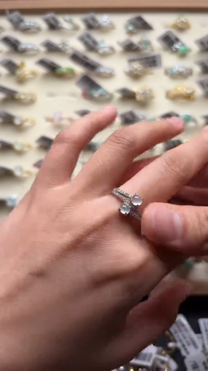 【闪购商品】翡翠戒指银S925镶嵌缅甸A货翡翠S925银镶嵌