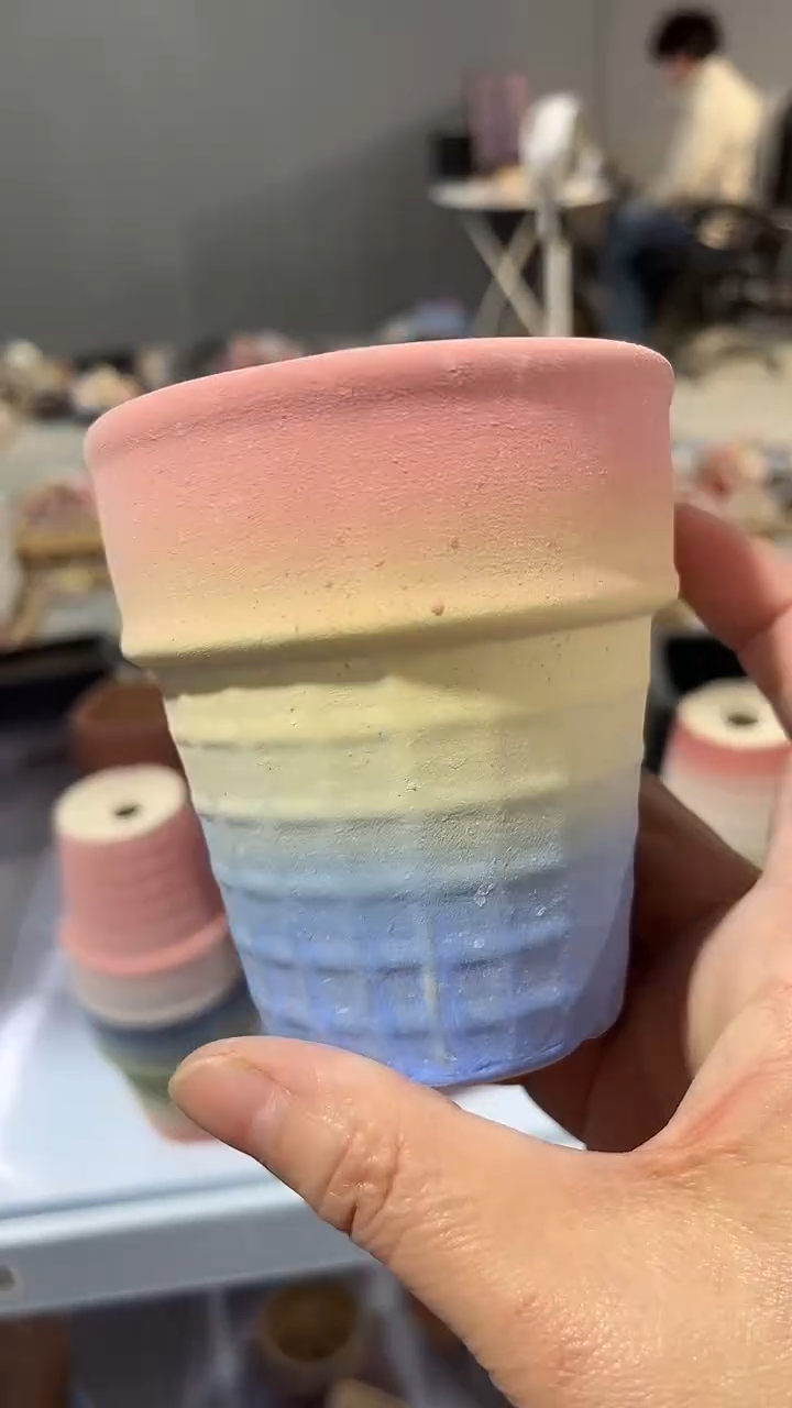 麦饭石粗陶多肉花盆7*6