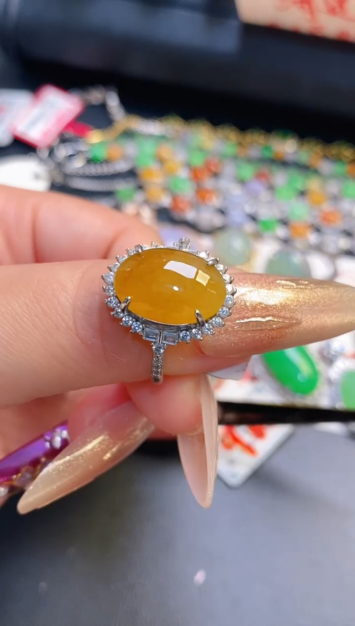 银S925镶嵌戒指翡翠天然