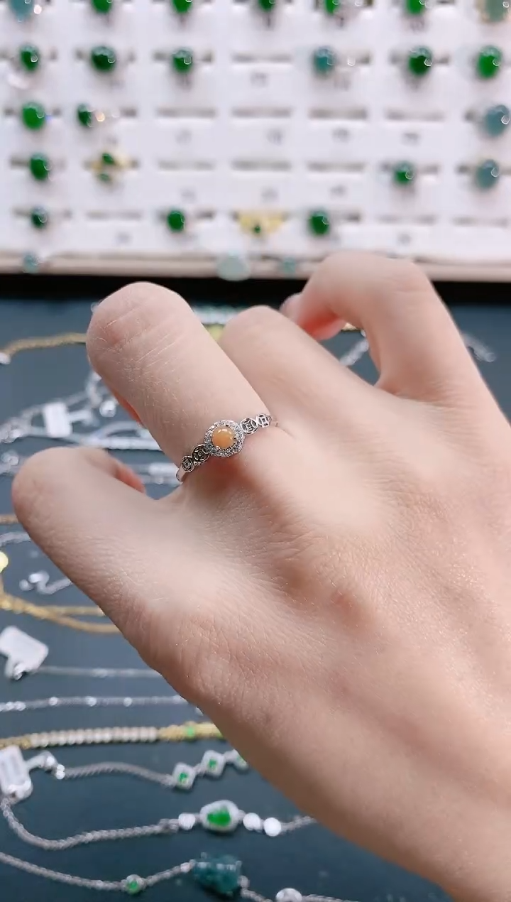 【闪购商品】翡翠戒指银S925镶嵌天然翡翠