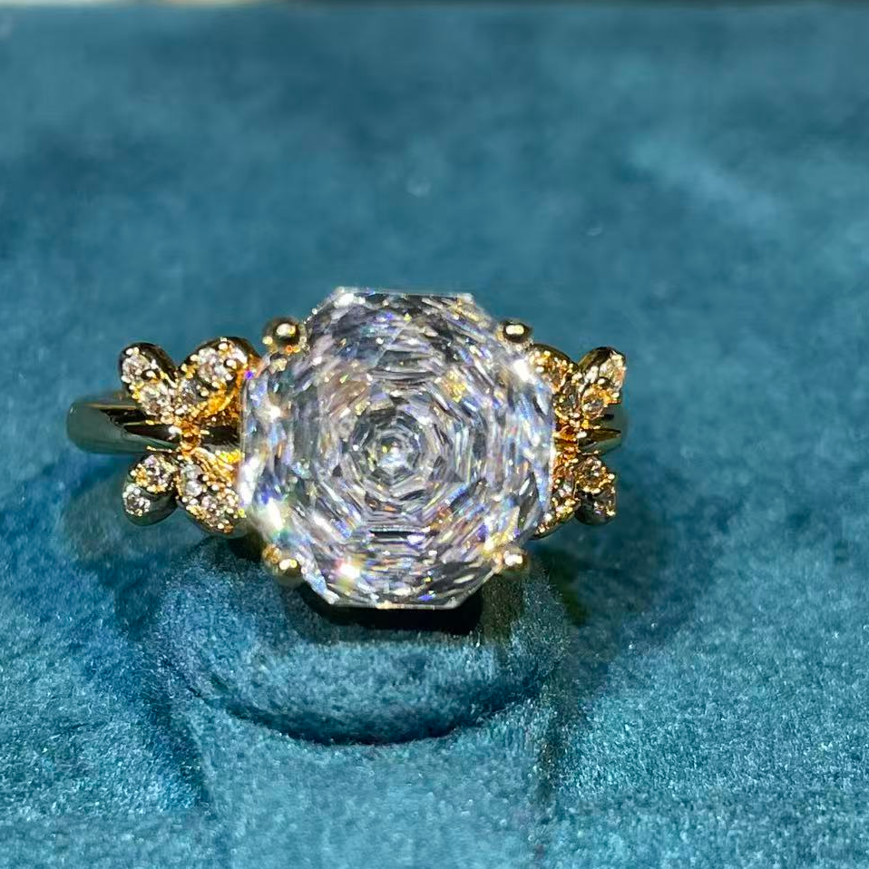 【南非库里南】NFKLN 高端奢华定制 梦幻蝴蝶白色玫瑰切戒指 457