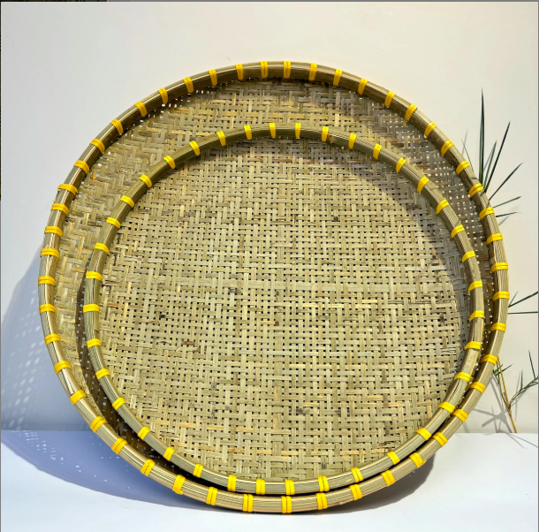 竹编筛子晒筐50+60cm厘米竹青编织