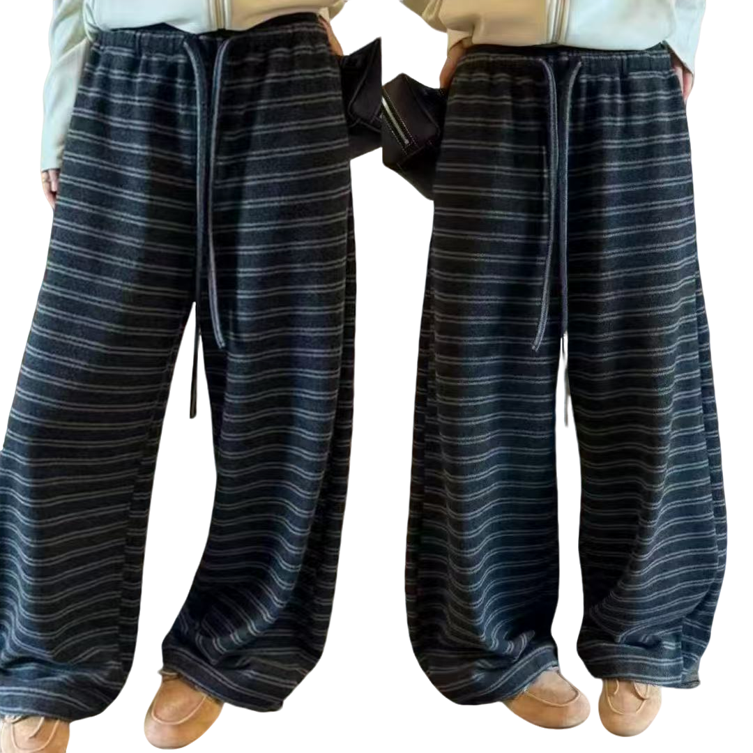 9859【DG】两穿条纹休闲阔腿裤