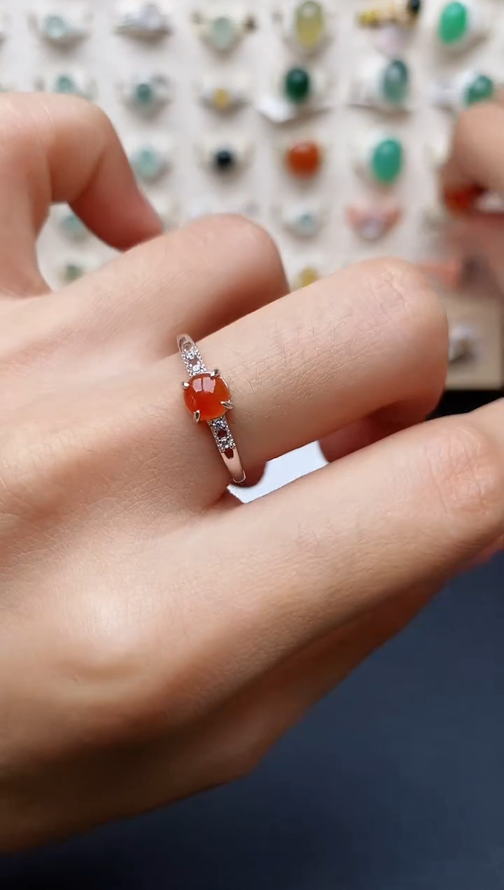 【闪购商品】翡翠戒指银S925镶嵌缅甸翡翠