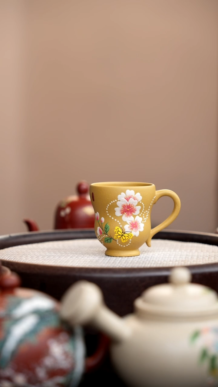 茶壶紫砂黄金段小葫芦杯海棠花