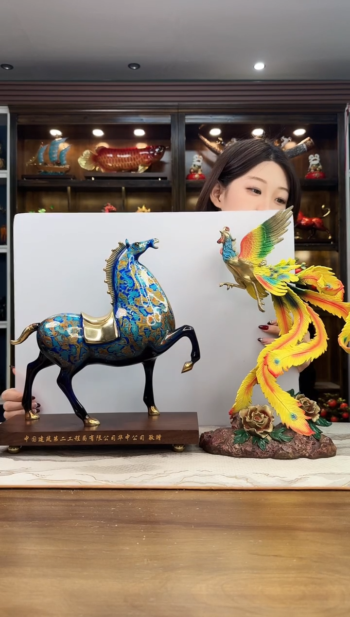 【闪购商品】中号蓝色大漆马+39厘米黄色凤凰