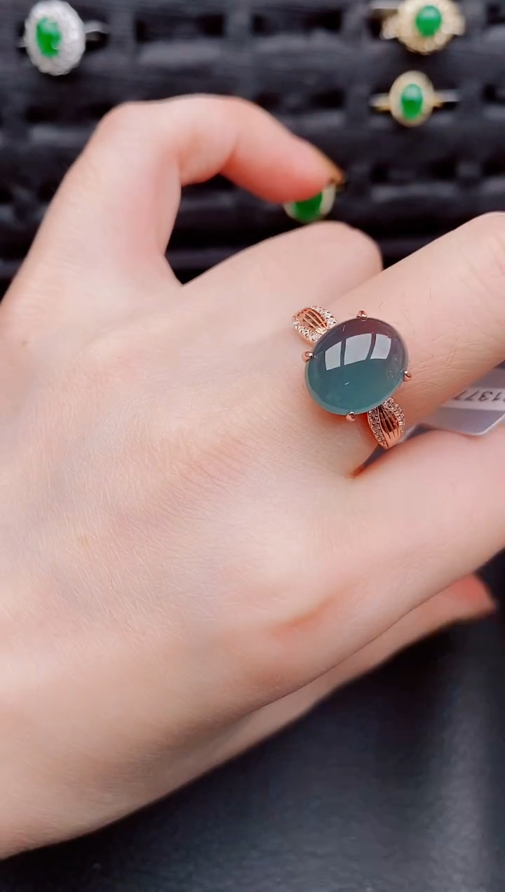 【闪购商品】翡翠戒指银S925镶嵌天然a货翡翠345