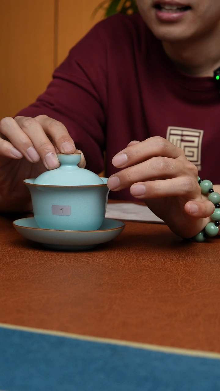 【闪购商品】杯汝州原产地原矿釉天青元宝盖碗