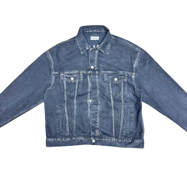 99新 Balenciaga/巴黎世家 水洗黑牛仔外套