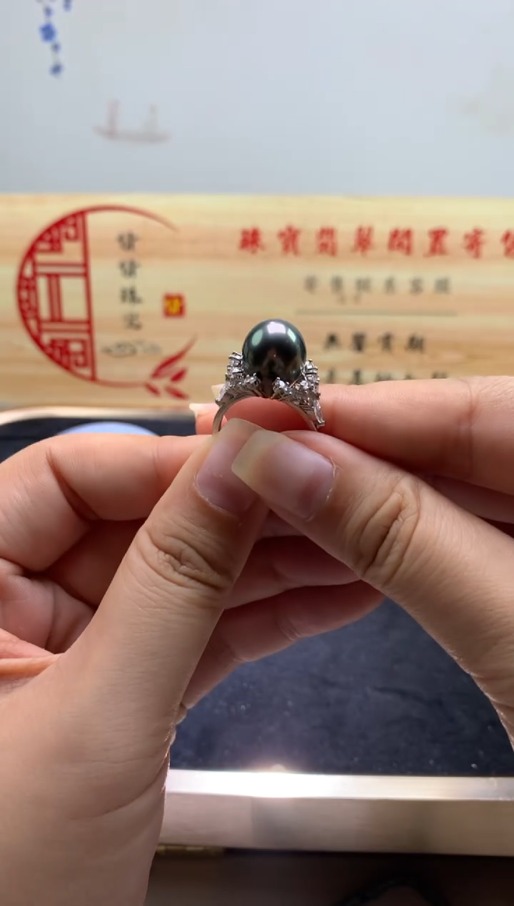 银S925镶嵌戒圈海水珍珠/////////