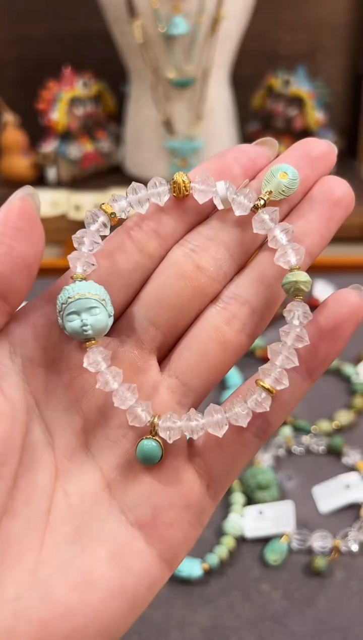 水晶手链18K金镶嵌白水晶手链