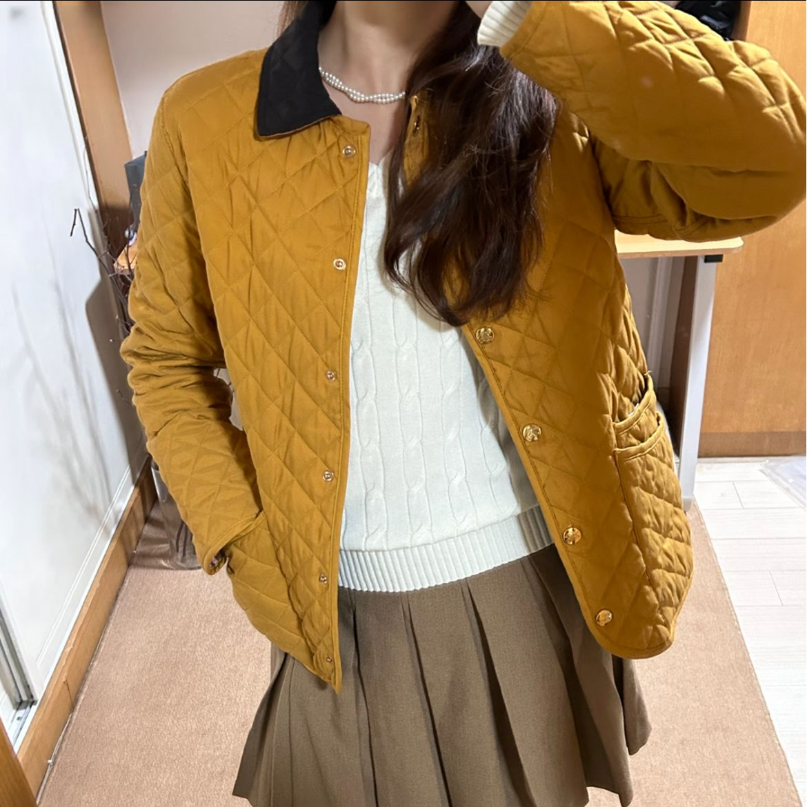 未使用 BURBERRY/博柏利 翻领拼色单排扣长袖夹克外套 卡其色/L