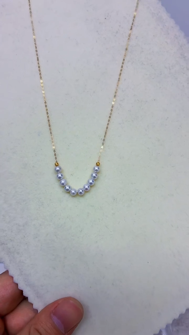 银S925镶嵌DA淡水珍珠微笑链5 a615