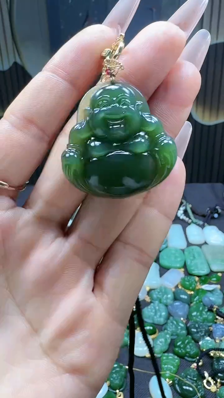 【闪购商品】和田玉挂件18K金镶嵌1