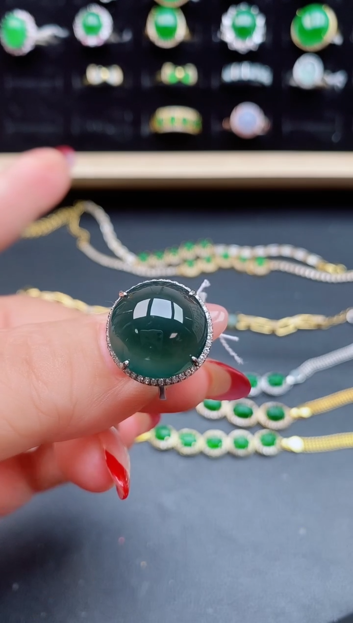 【闪购商品】翡翠戒指银S925镶嵌508050