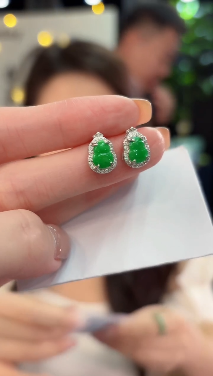 18K金镶嵌翡翠耳饰  缅甸A货/支持复检/一件
