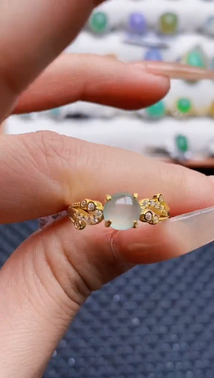 银S925镶嵌戒指翡翠3636