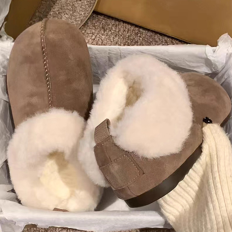 包头毛毛拖鞋女款2025新款冬季小个子内增高加绒雪地靴保暖棉鞋子