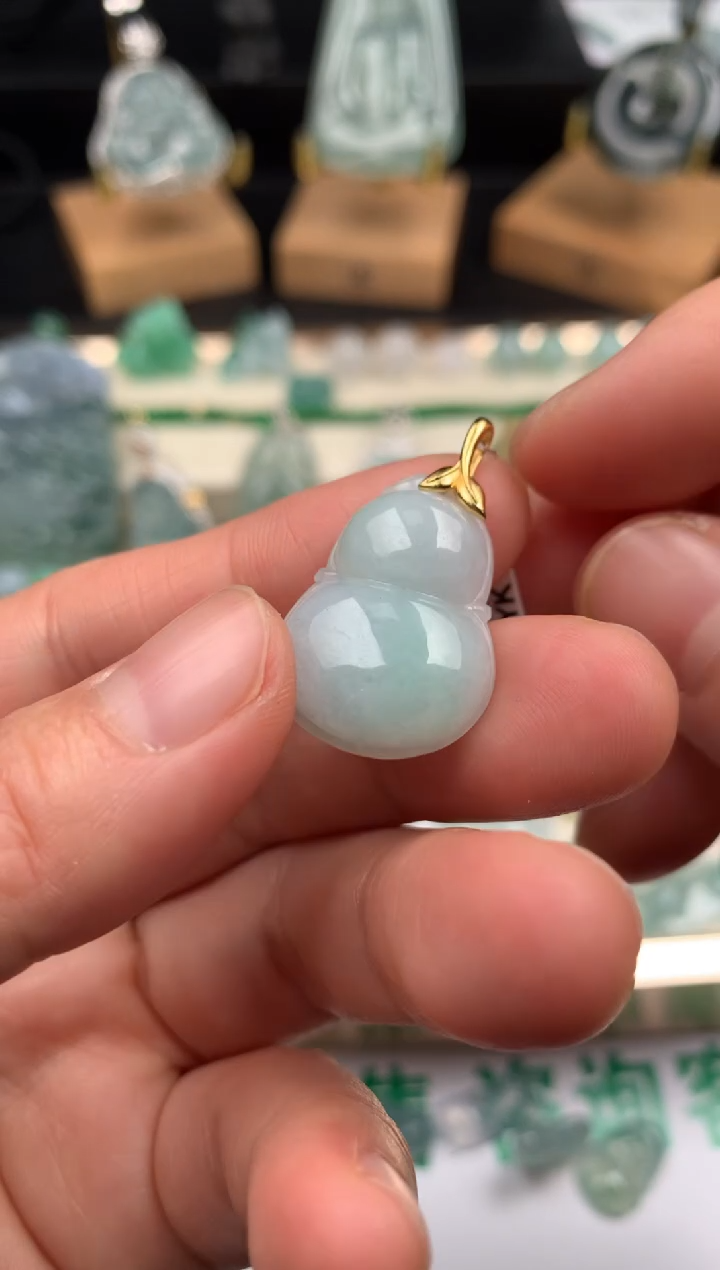 项链银S925镶嵌翡翠葫芦