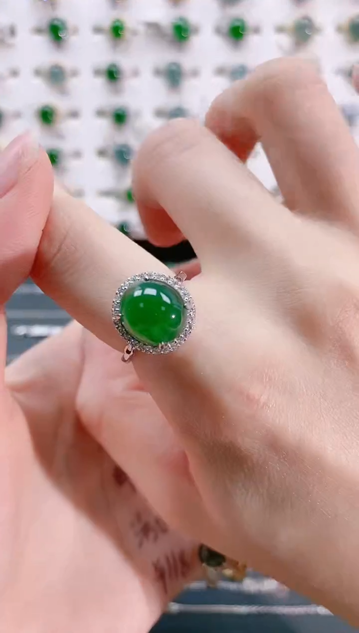 【闪购商品】翡翠戒指银S925镶嵌天然翡翠