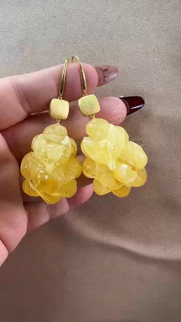 【闪购商品】琥珀耳饰未镶嵌耳环