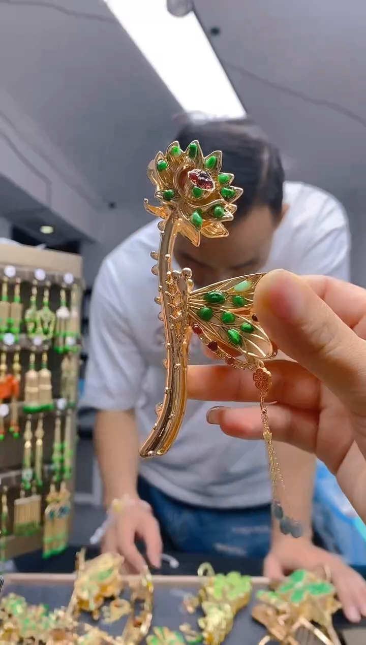 【闪购商品】翡翠耳饰合金0363翡翠发簪