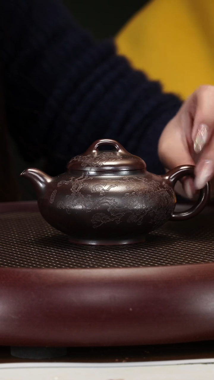 【闪购商品】紫砂茶壶3157YLX合欢龙山古乌泥200cc