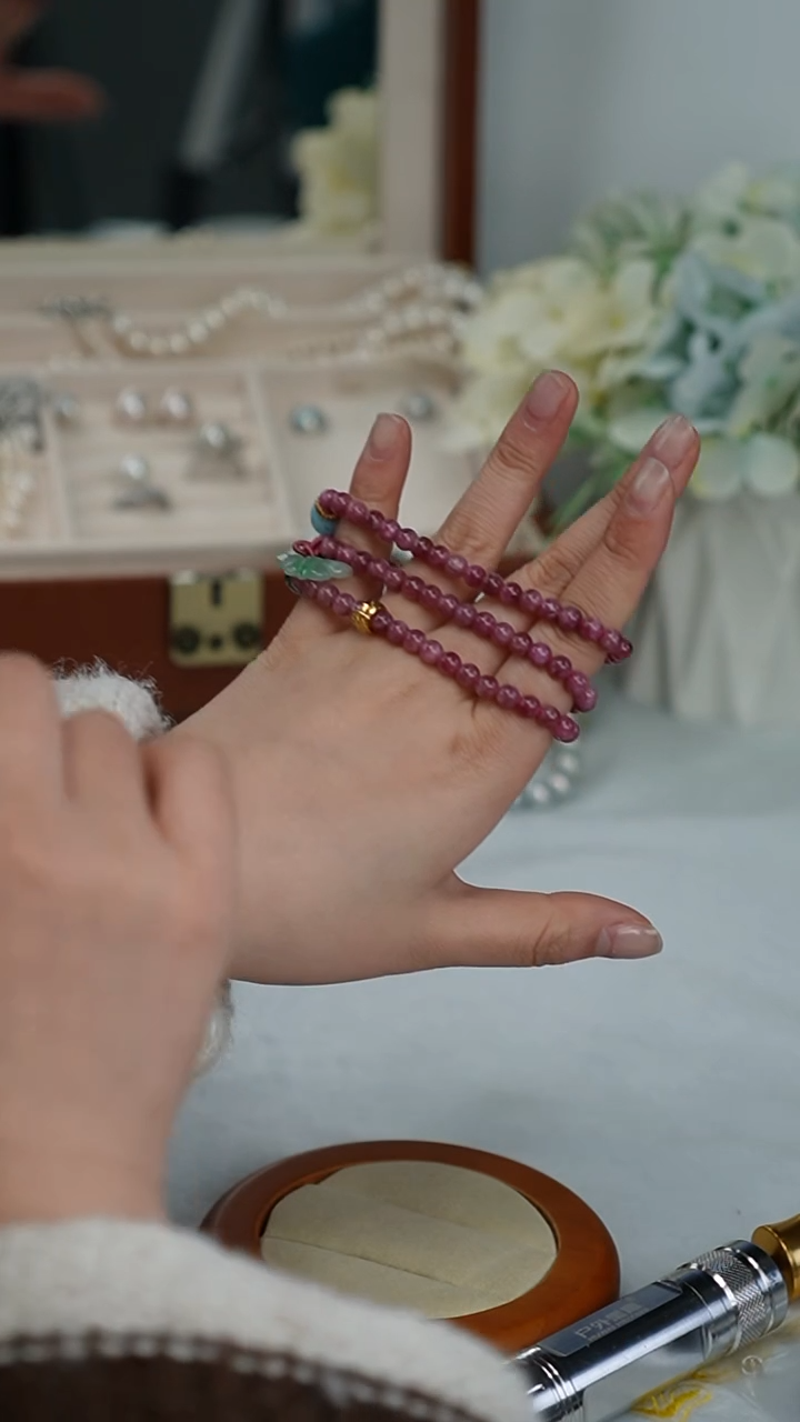 【闪购商品】碧玺项链合金花香烟染项链