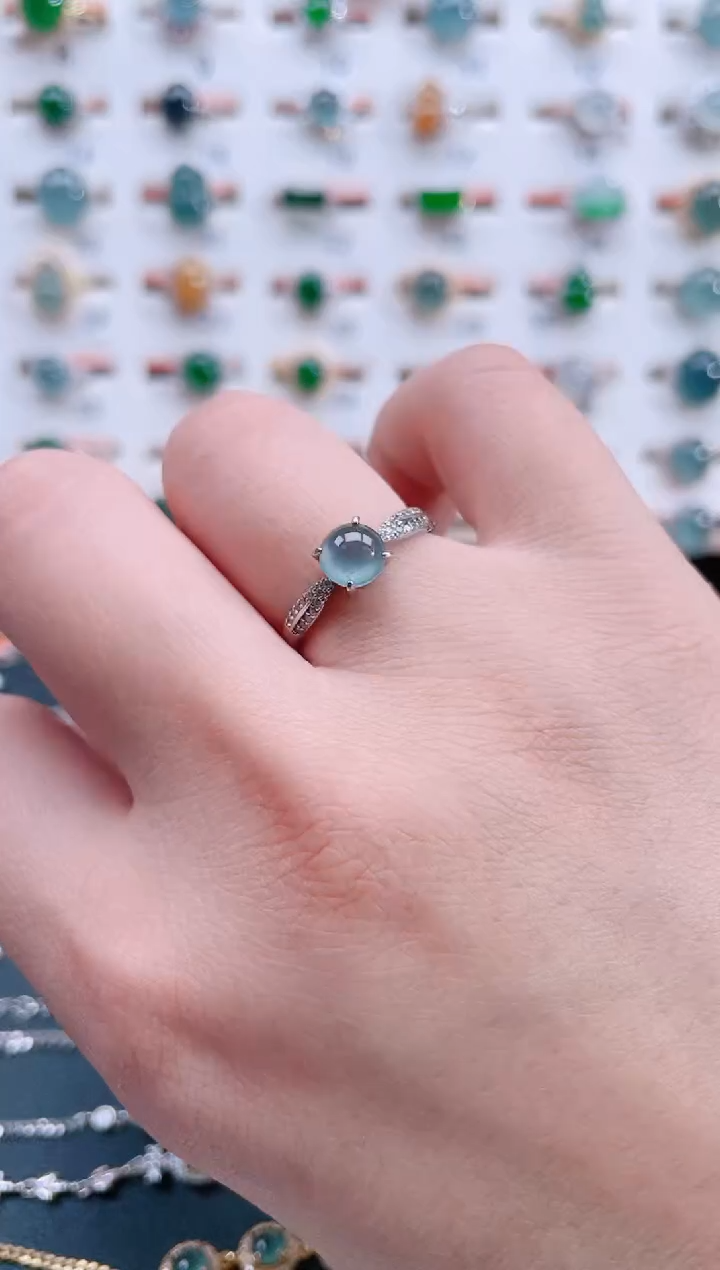 银S925镶嵌戒指翡翠天然翡翠