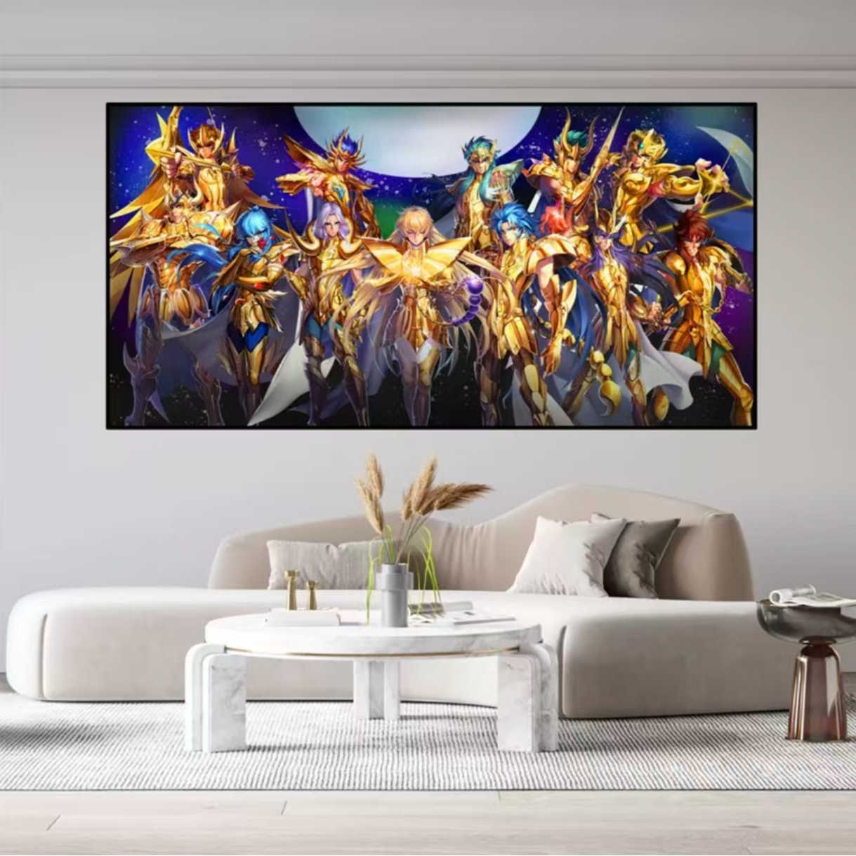 圣斗士星矢全家福装饰画沙加射手座动漫玄关挂画有框40*80