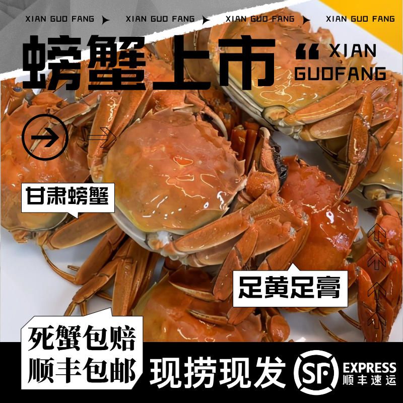 【尝鲜首发】鲜活甘肃河蟹1斤装（公蟹1只1.6-1.8两母蟹1只1.3-1.6两）死了包赔海鲜