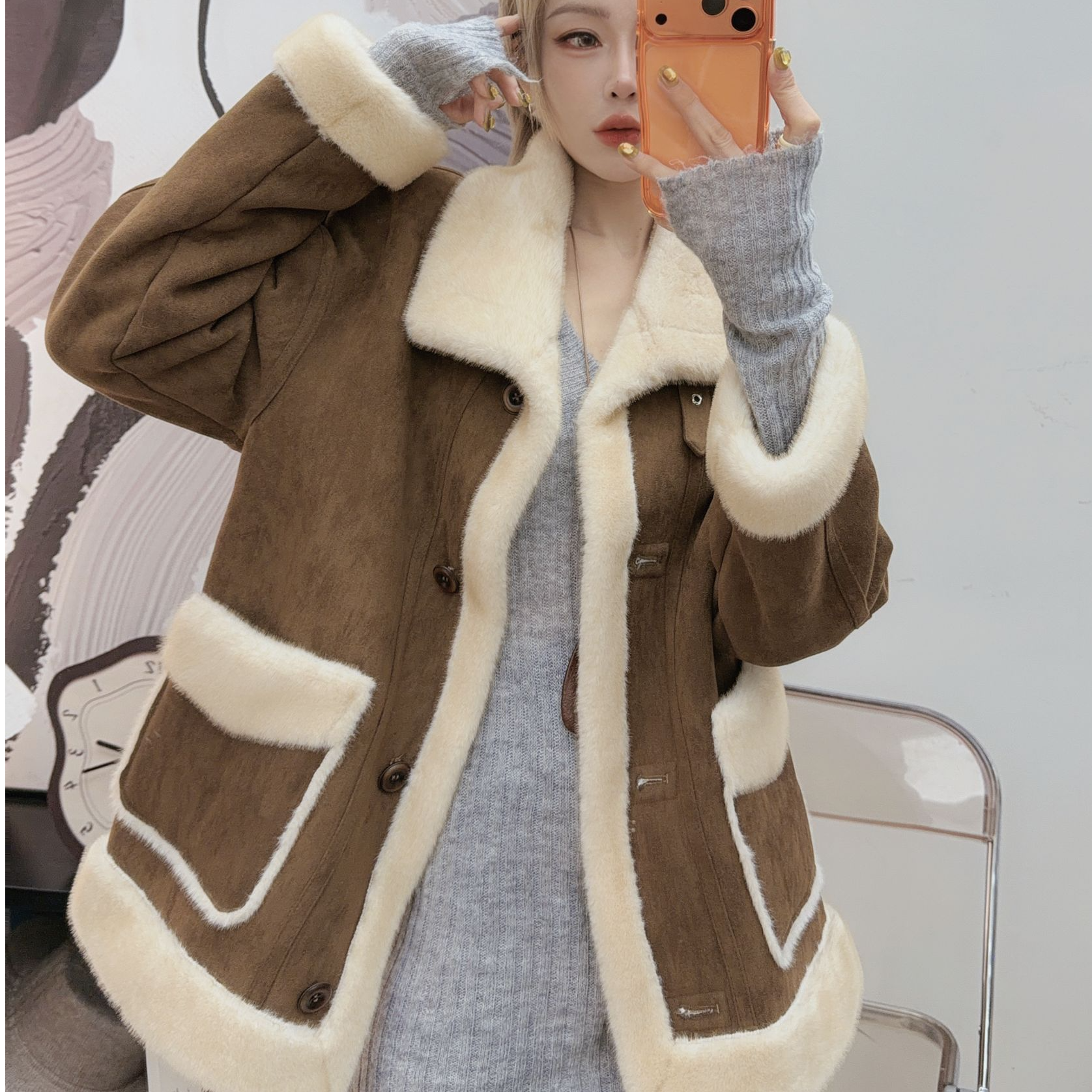 人造皮草 小母貂中长款（991062）