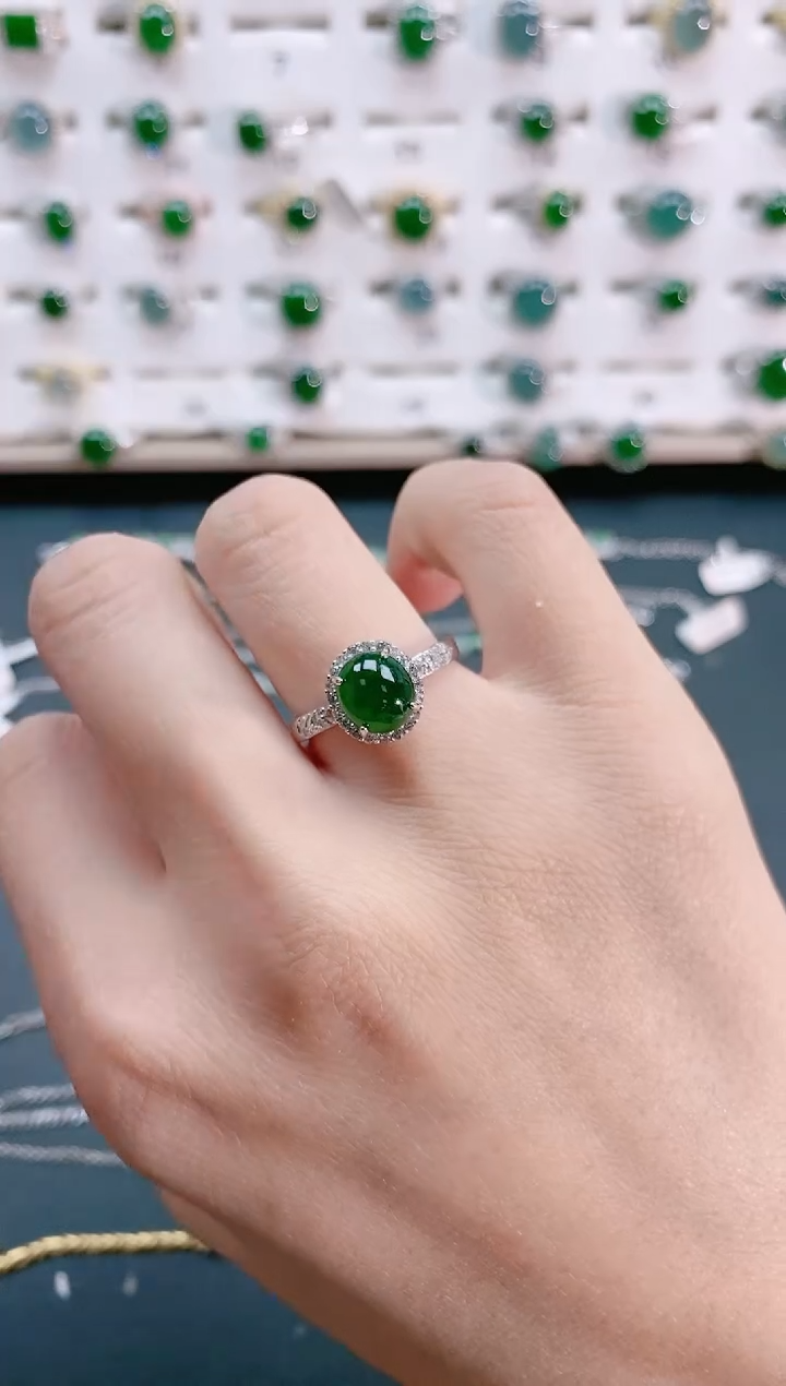 【闪购商品】翡翠戒指银S925镶嵌天然翡翠