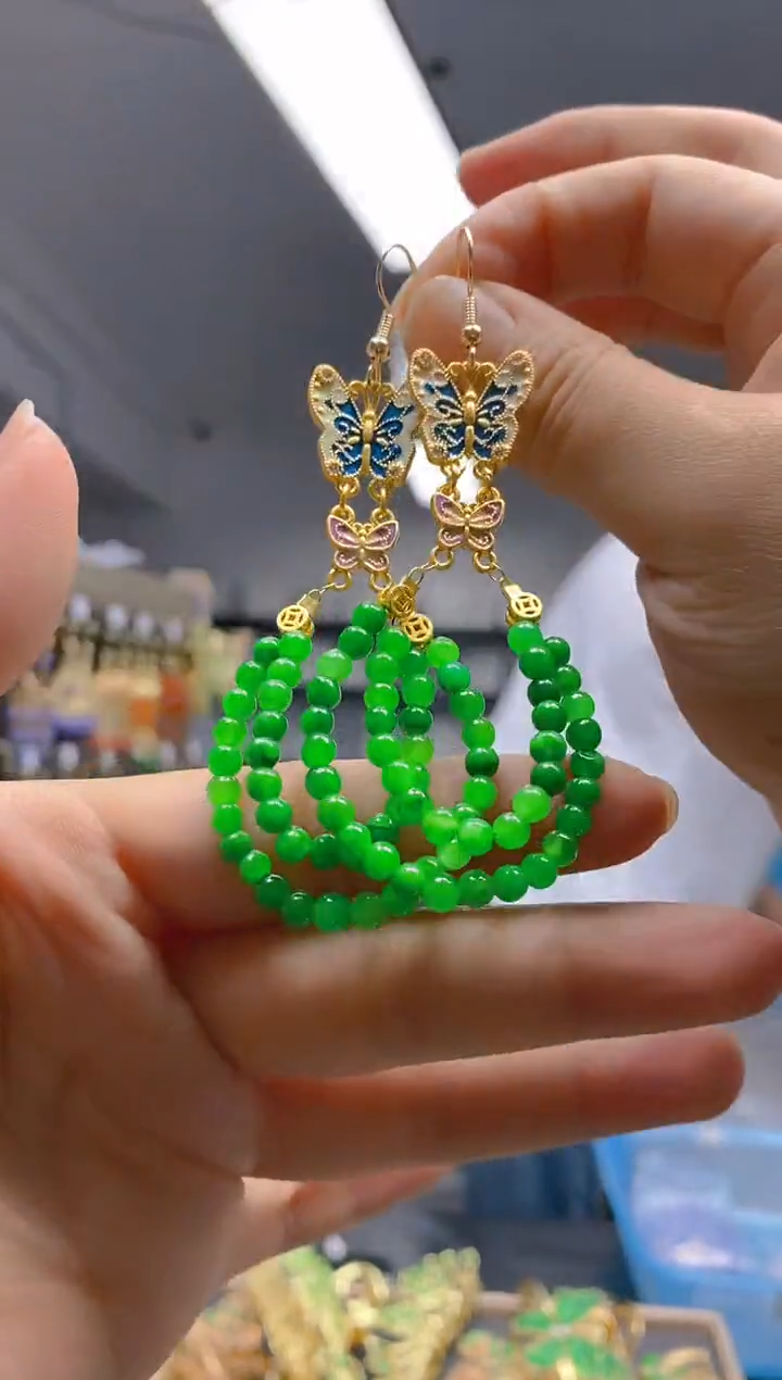 【闪购商品】翡翠耳饰合金0233翡翠耳钩