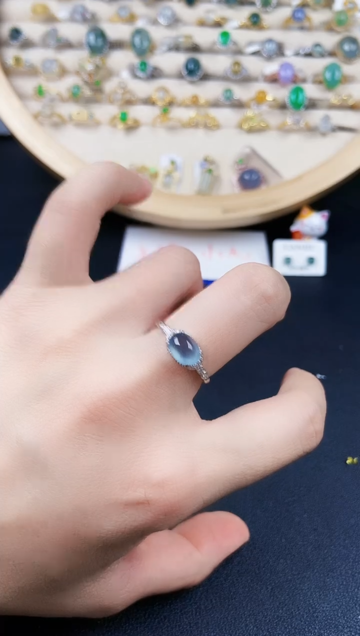 【闪购商品】翡翠银S925镶嵌戒指6464