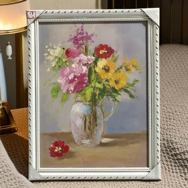 【安】3号微瑕画框纯手绘油画30*40花卉风景静物大白墙电表箱卧室画